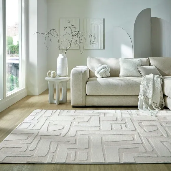 Boucle Carved Faux Fur Rug 1