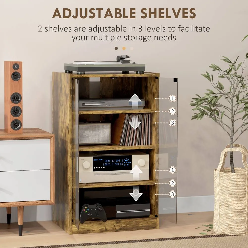 HOMCOM 4-Tier Hi-Fi Stand with Adjustable Shelves, Rustic Brown 4