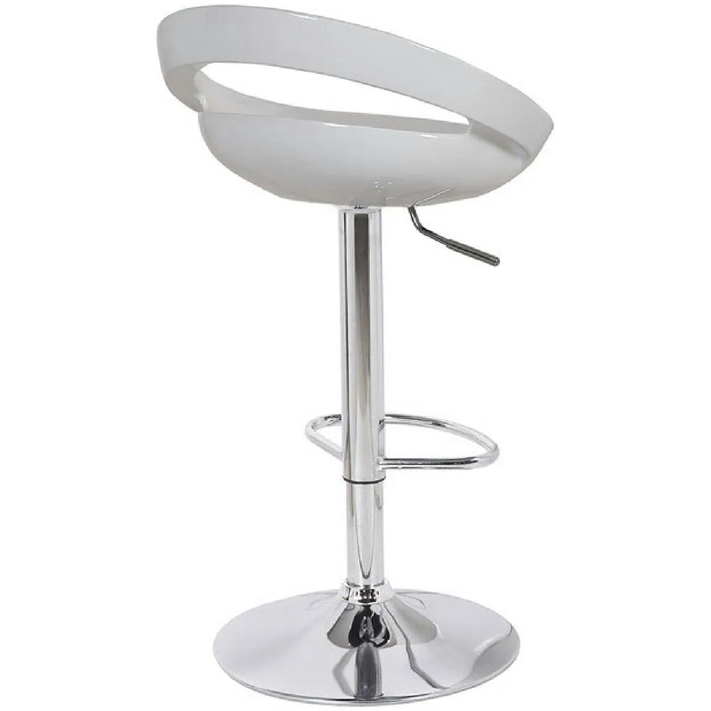netfurniture Halfy Half Moon Retro Kitchen Bar Stool - White Seat Height Adjustable 5