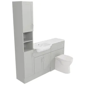 Deccado Padworth Whisper Grey Left Hand 1500mm Fitted Tower, Vanity & Toilet Pan Unit Combination with Left Hand Basin 2