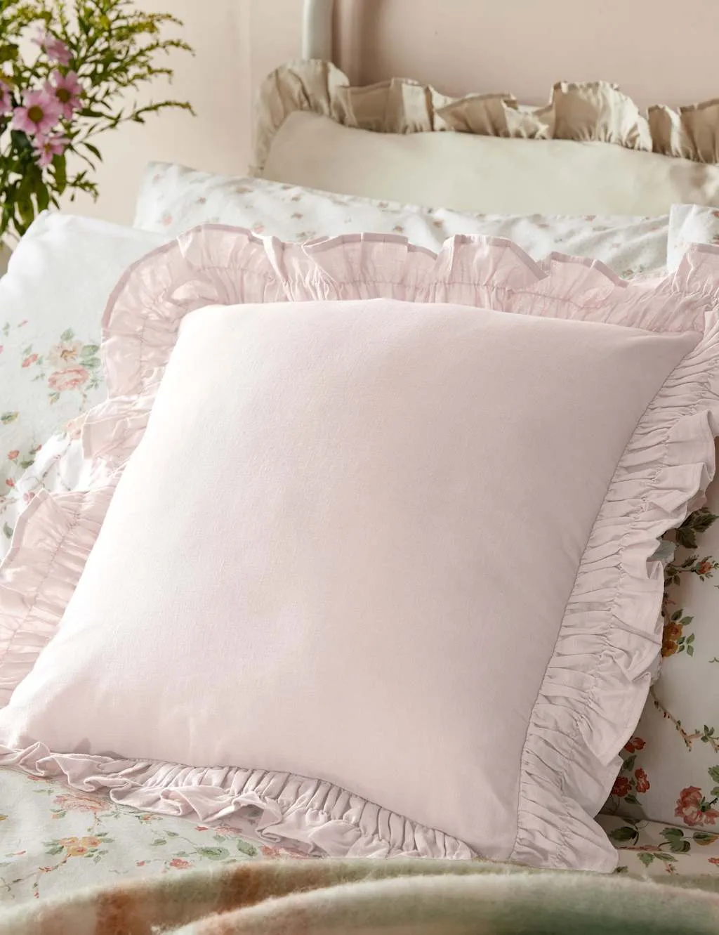 Laura Ashley Cotton Rich Idina Cushion Light Pink