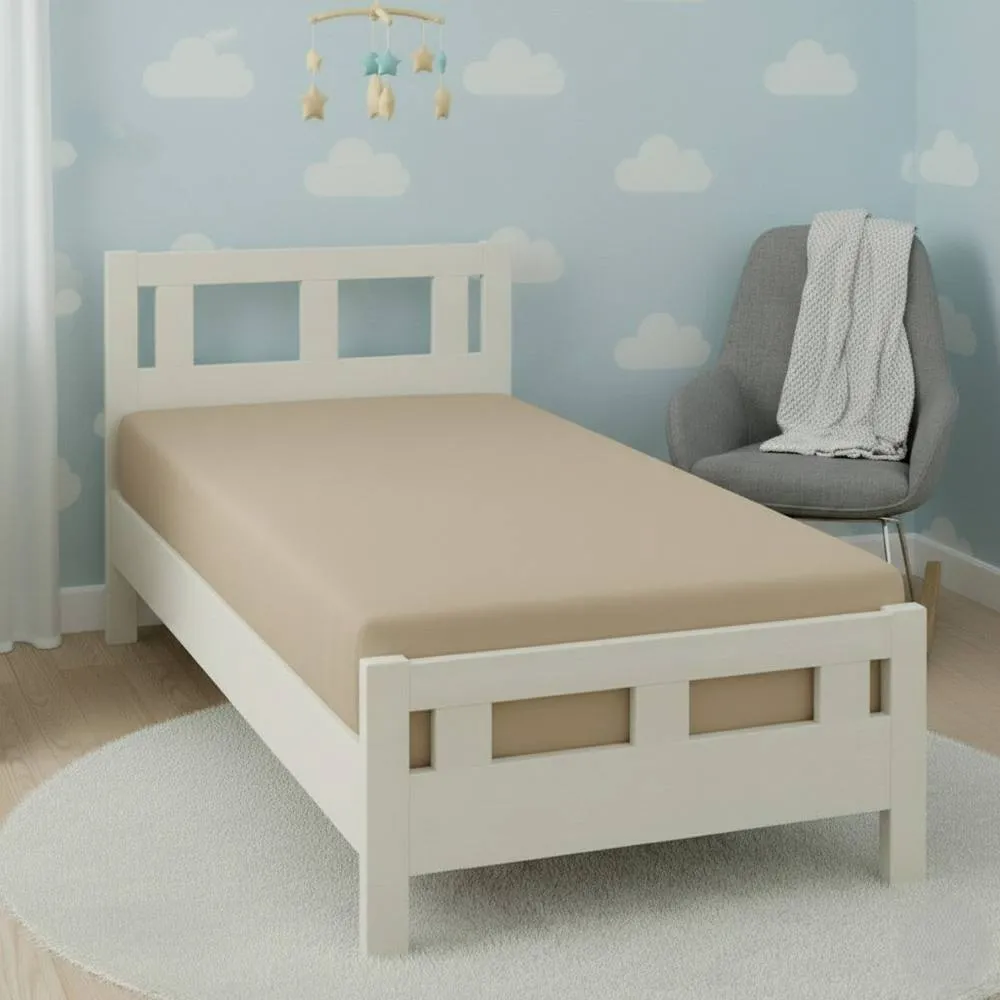 Snug City Flannelette Cot Bed Fitted Sheet Soft Brushed Cotton Bedding Comfort in Beige