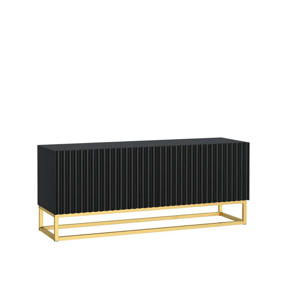 Creative Furniture Ripple TV Unit 100cm - Modern Fluted Design with Push to Open Doors in Black 6