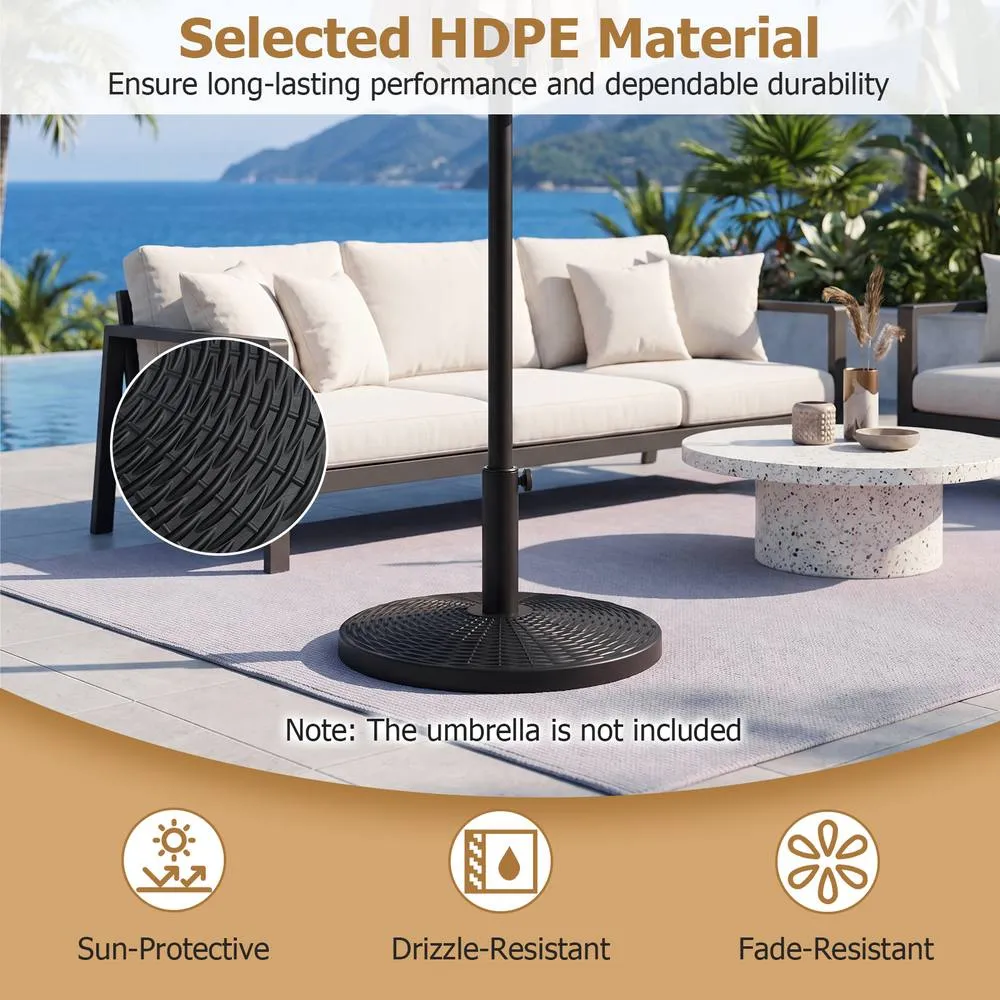 Costway Round Patio Umbrella Base HDPE Garden Umbrella Stand Fit 38-48mm Poles in Black 5