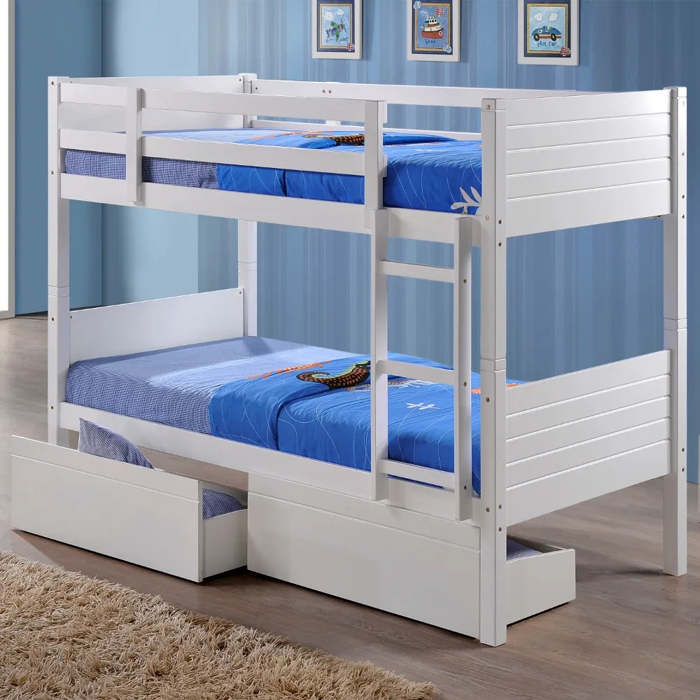 Bedford White Wooden 2 Drawer Storage Bunk Bed Frame - 3ft Single