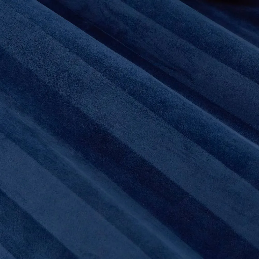 Paoletti Regency Stripe Velvet Eyelet Curtain Pair Midnight 117Cm Width 137Cm Drop, Blue 5
