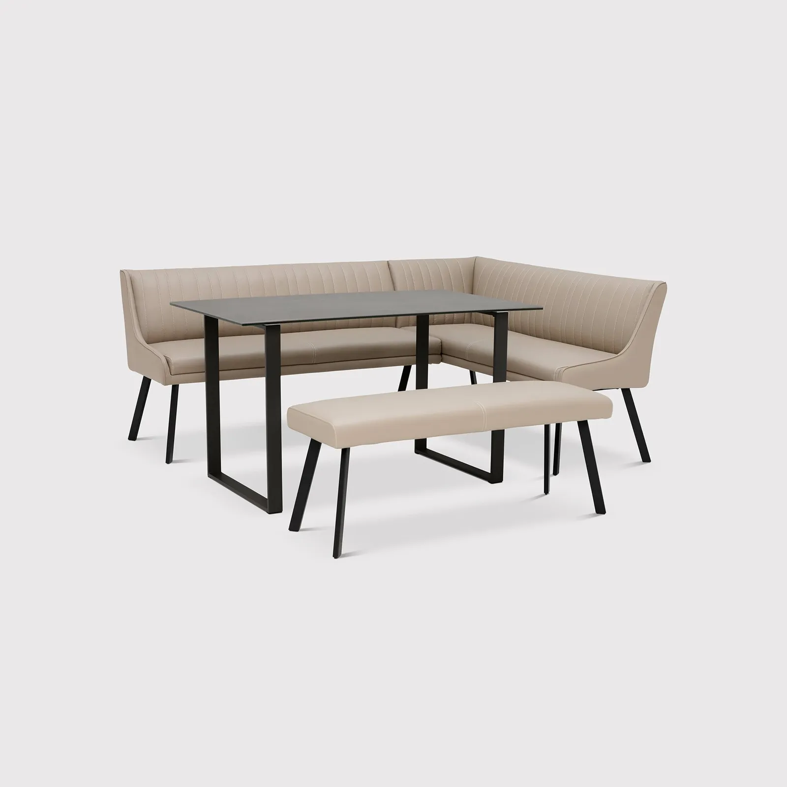 Belize Left Hand Corner Dining Set, Neutral Ceramic | Barker & Stonehouse 2