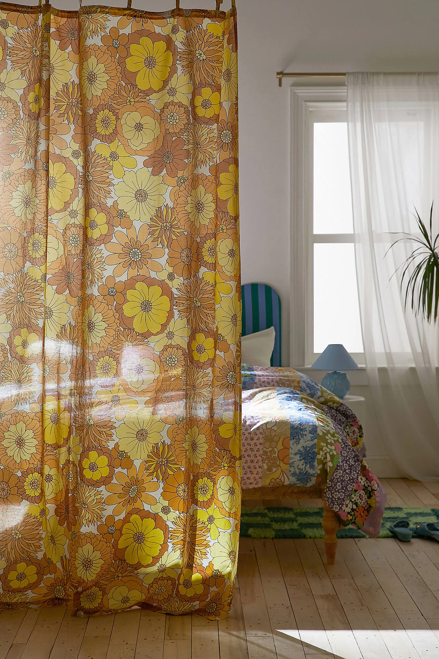 Vera Yellow Floral Curtain - Yellow
