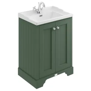 Bayswater Victrion Hunter Green Traditional Freestanding Vanity Unit & White Recessed Basin - 600mm