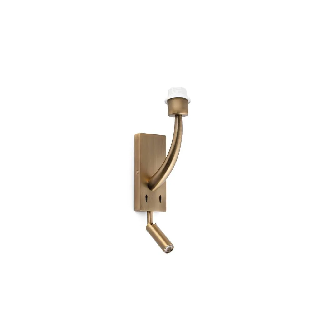 Netlighting Rem 1 Light Indoor Reading Wall Light Antique Gold Shade Not Included E27
