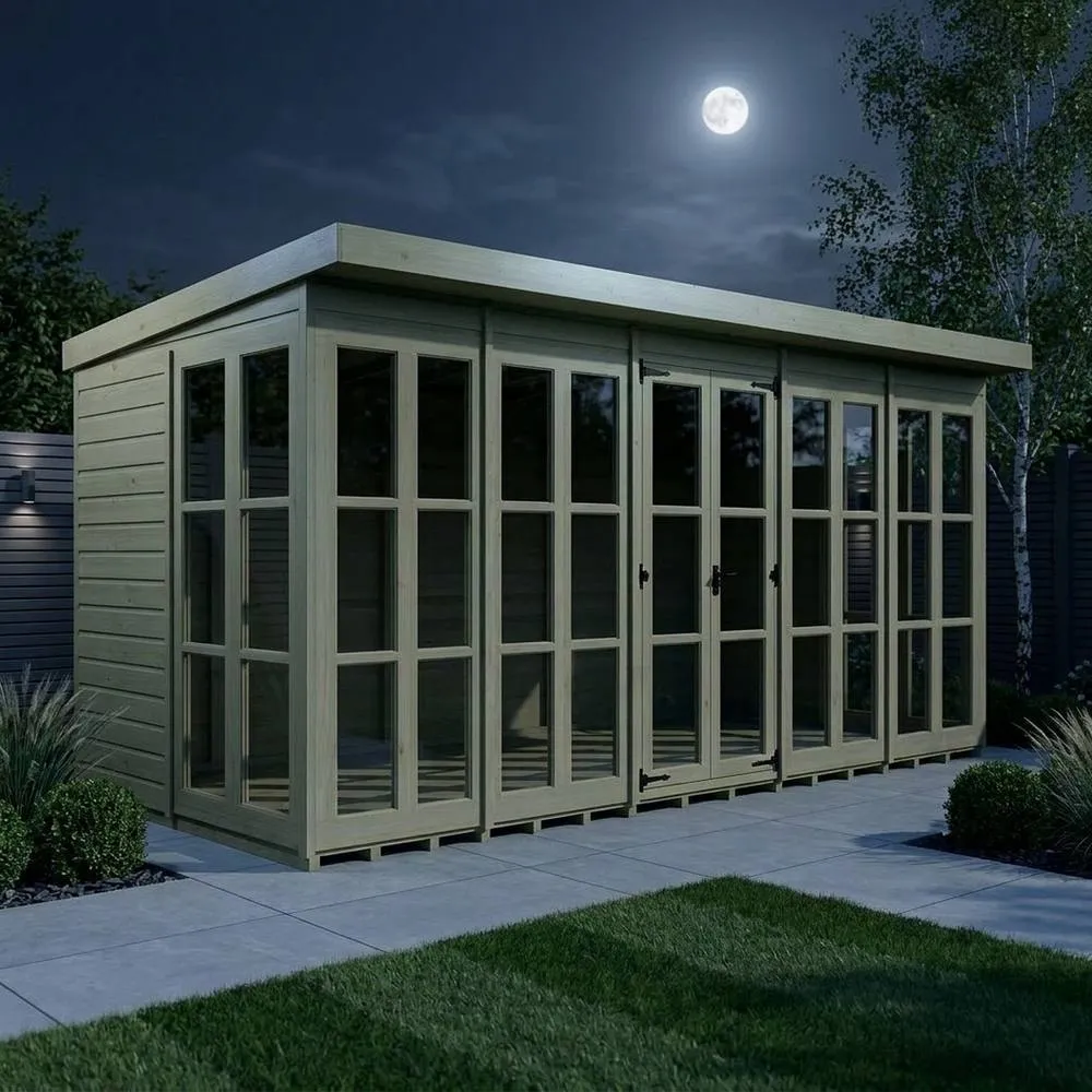 Buttercup Farm 20ft x 7ft Georgian Pent Summer House - Pressure Treated Timber in Brown 3