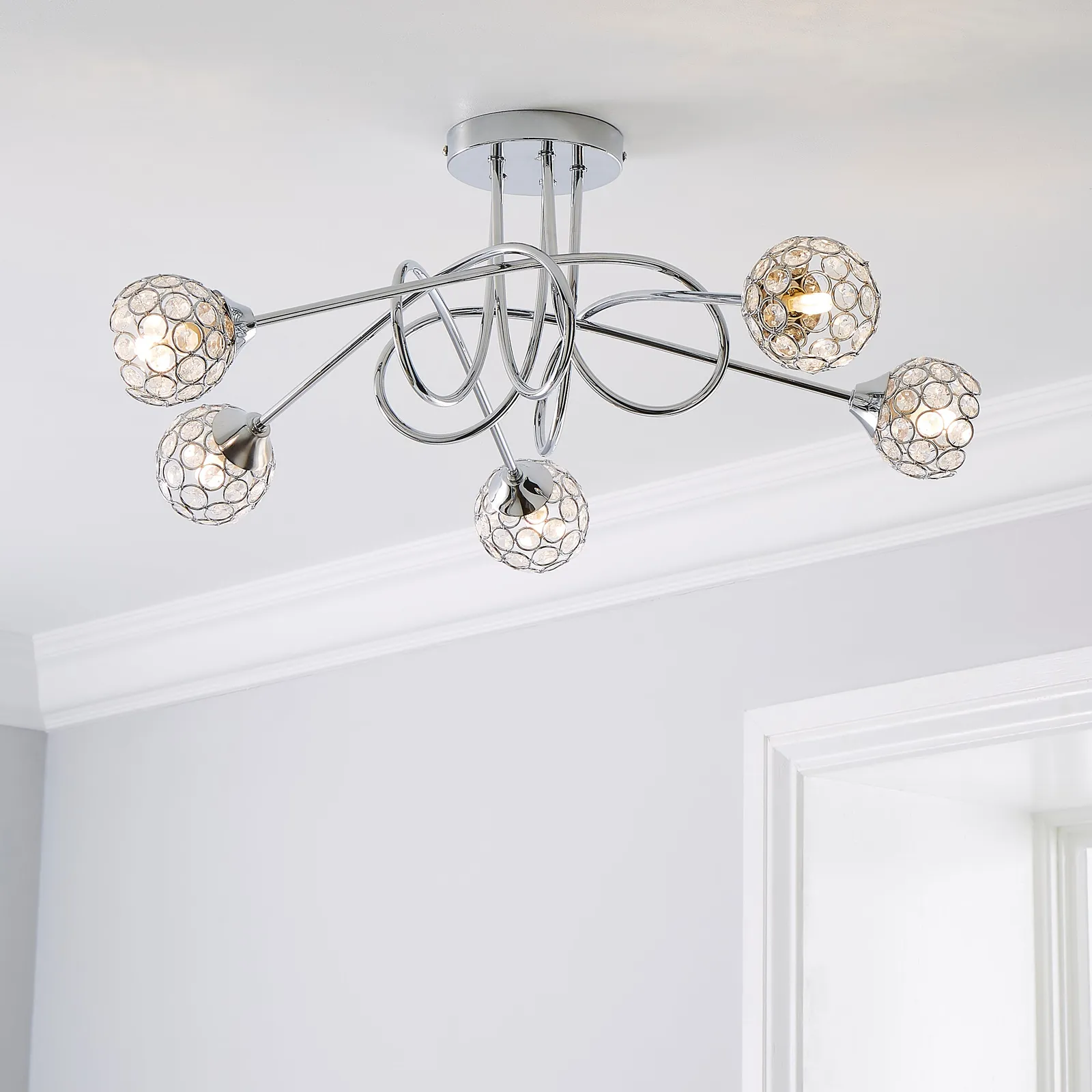 Portia 5 Light Ceiling Fitting Chrome
