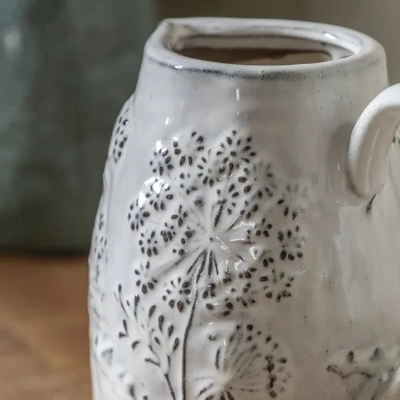 Cedar & Sage Meadow Embossed Ceramic Jug Vase 2