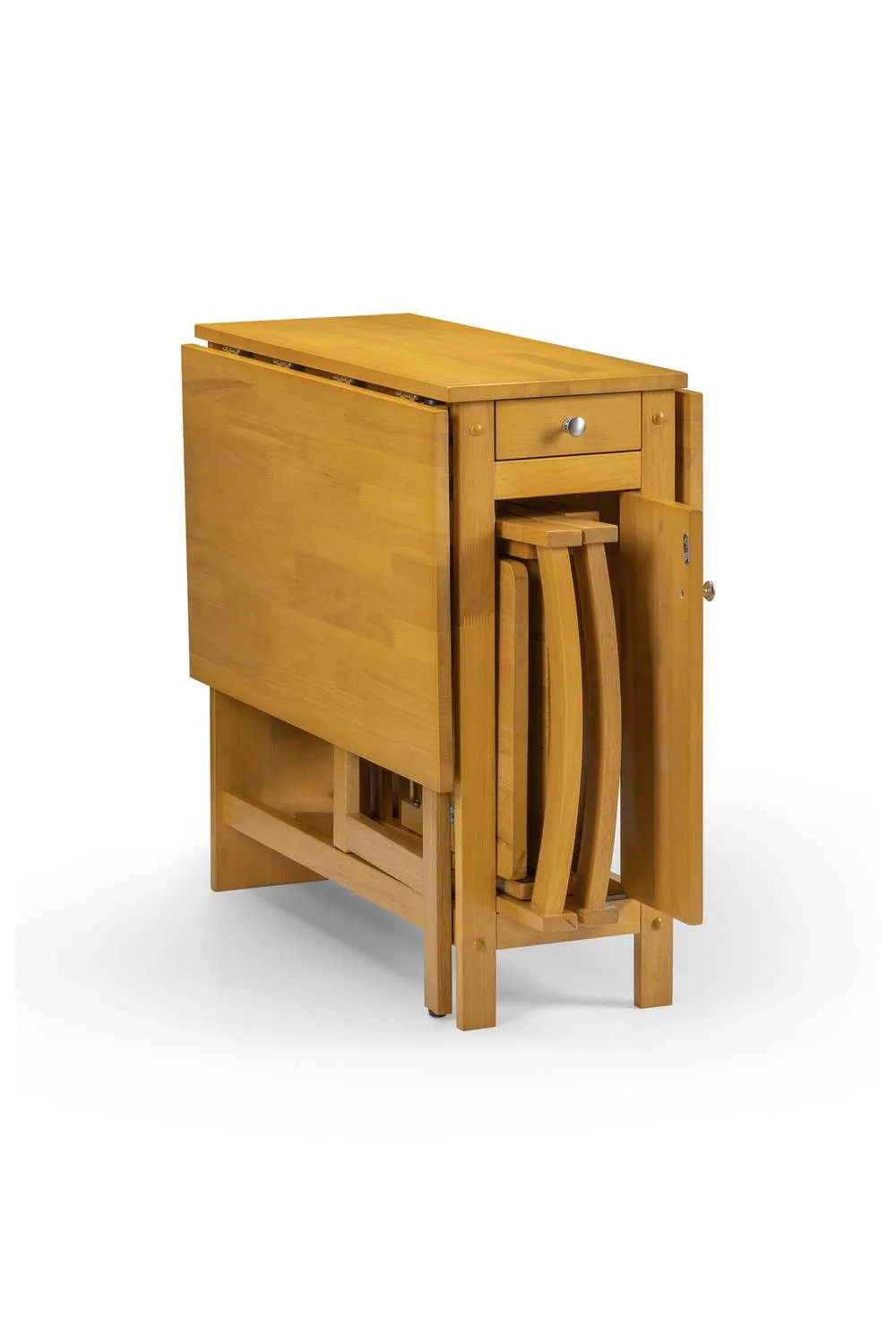 Julian Bowen Savoy 4 Seater Drop Leaf Gateleg Dining Set with Folding Chairs in Light Oak 4