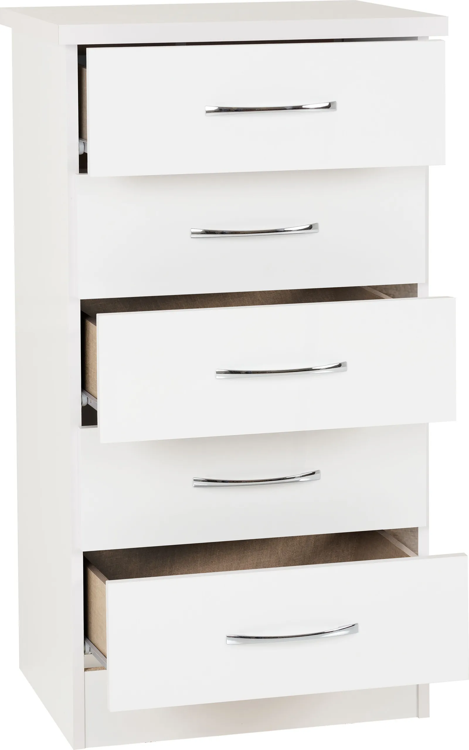 Seconique Nevada 5 Drawer Narrow Chest in White 4