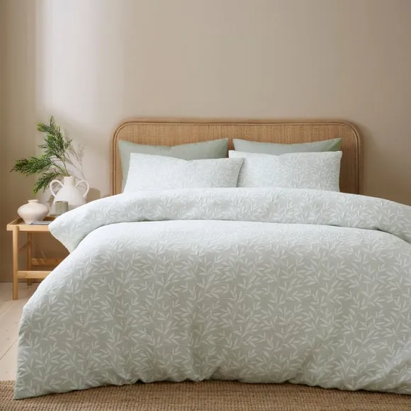 Ecton Leaf Jacquard Duvet Cover & Pillowcase Set