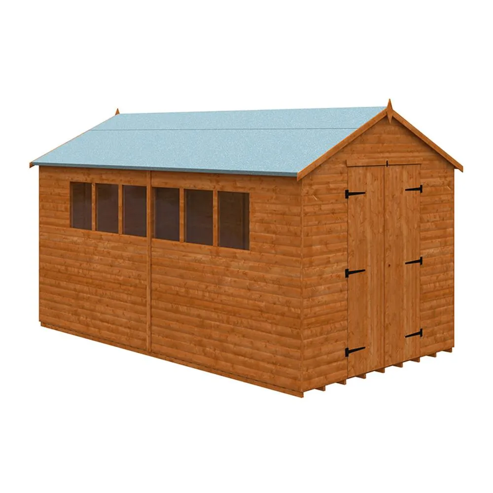 Buttercup Farm 14 x 8 Feet Loglap Workshop 15mm Shed - L415 x W235 x H254.5 cm in Burnt Orange