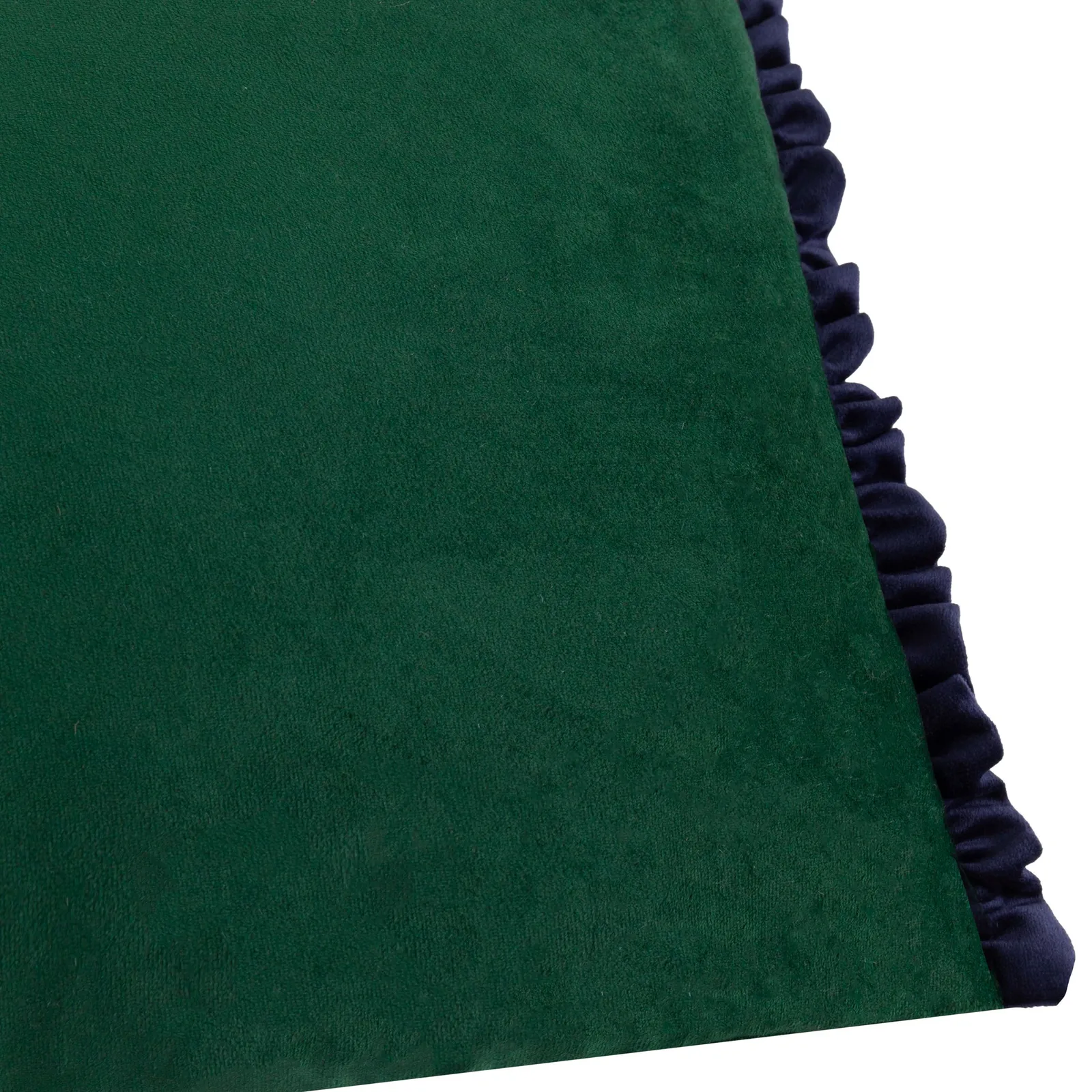 Wylder Tilly Velvet Frill Reversible Cushion in Bottle Green 4