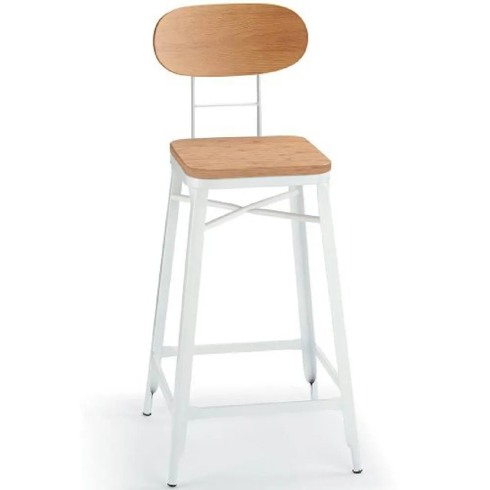 netfurniture Fapone Farm House Style Kitchen Breakfast Bar Stool White & Oak 3