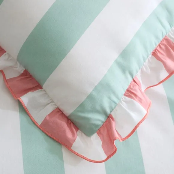 Emmy Frilled Stripe 100% Cotton Duvet Cover and Pillowcase Set 5