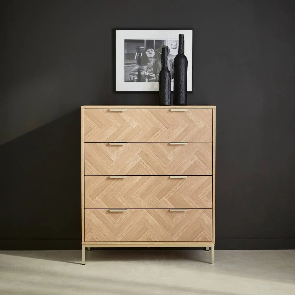 sweeek 4-drawer Herringbone Chest in Light Brown