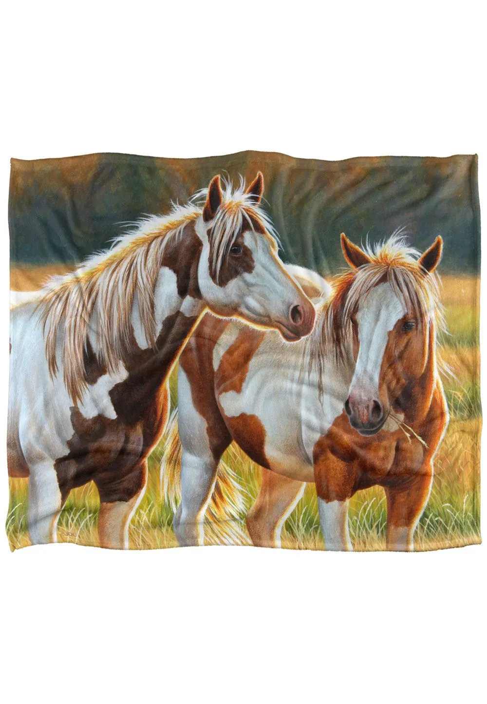 JQ Licensing Cf Painted Horses Silky Touch Super Soft Throw Blanket 152 X 127 cm in White