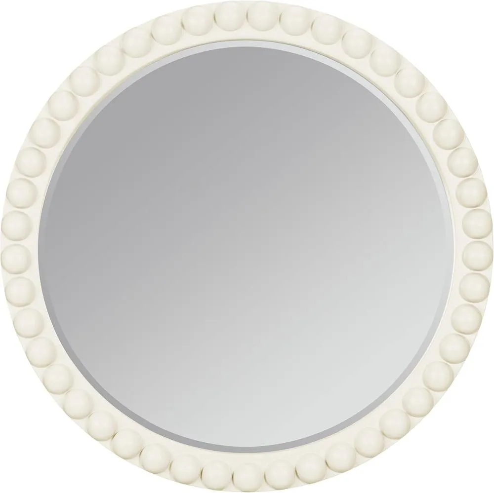 Statement Furniture Cromwell Round Wall Mirror with Bobbin Design Wooden Frame 77cm in Cream 4