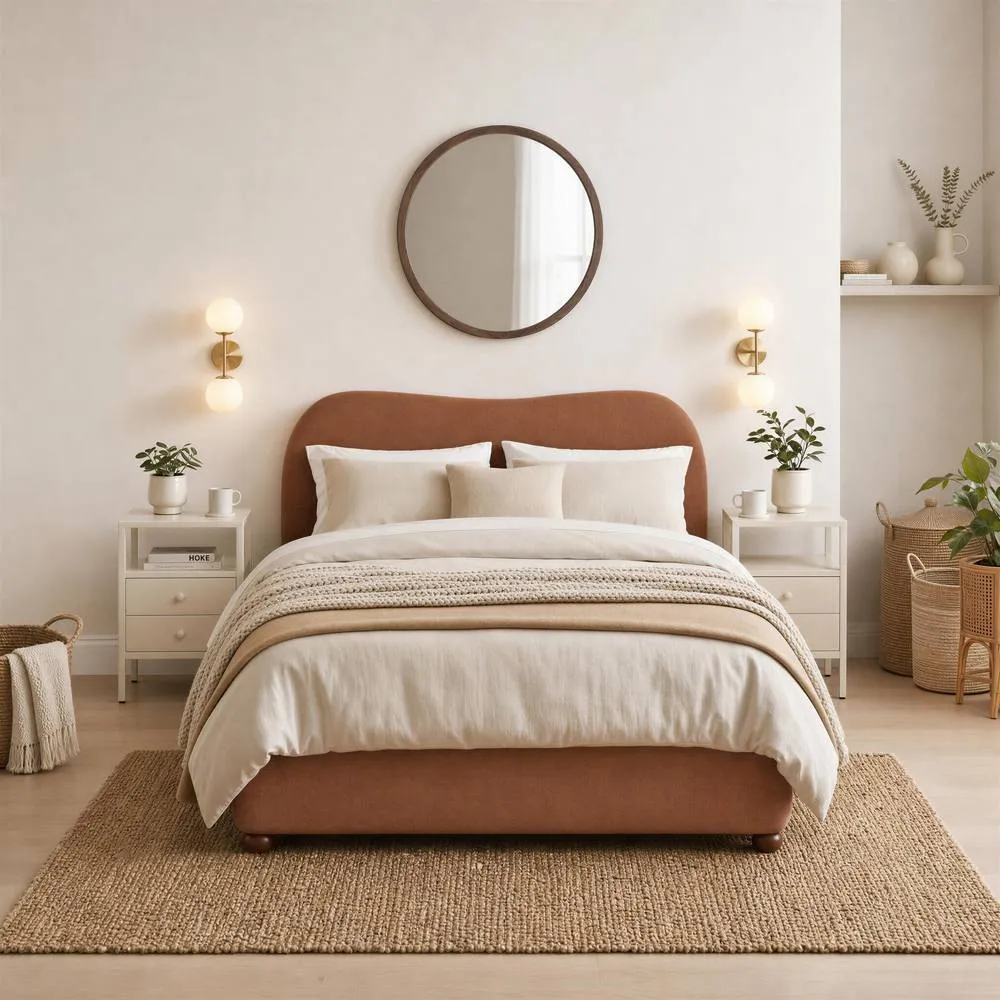 FurnitureboxUK Mabel Fabric Ottoman Bed Frame in Burnt Orange 3