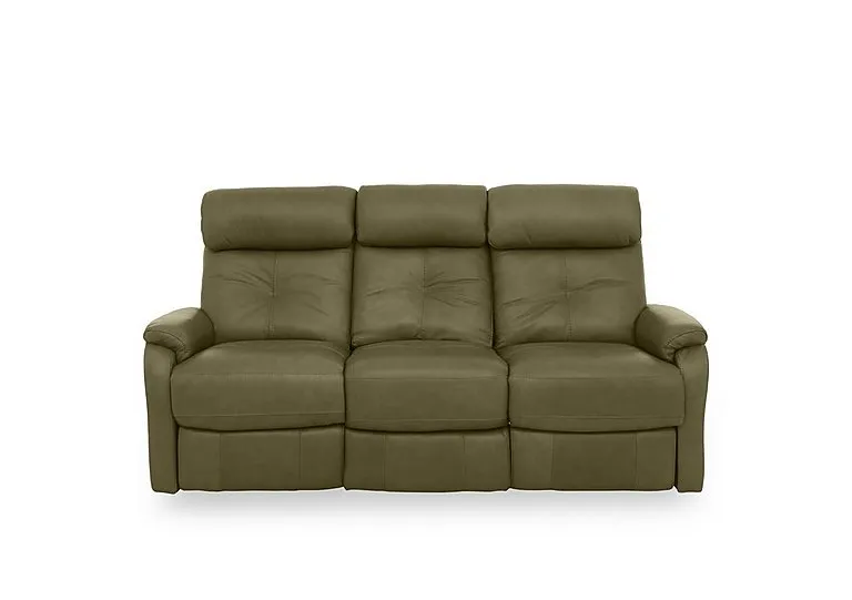 Compact Collection Titch Leather 3 Seater Sofa - Olive Green