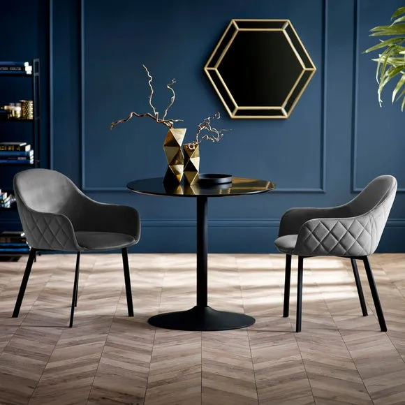 Nero 4 Seater Round Dining Table, 80cm 4