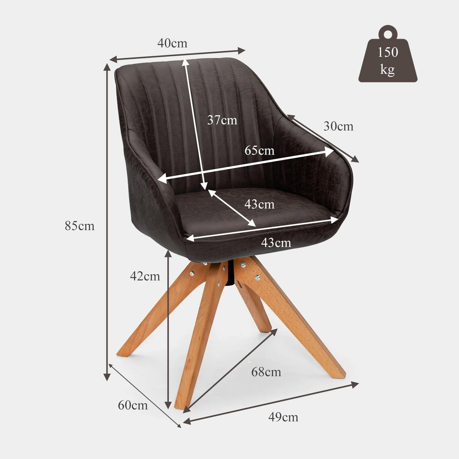 Costway Set of 2 Swivel Accent Chair Ergonomic Armchairs Writing Desk Chairs in Brown 2