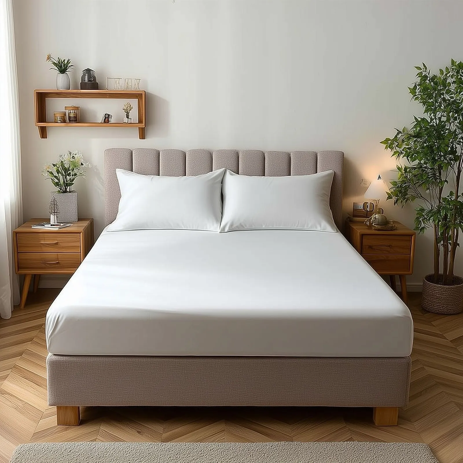 Snug City Microfibre Soft Touch Fitted Sheet 25cm Skirt Plain Dyed Bed Linen in White