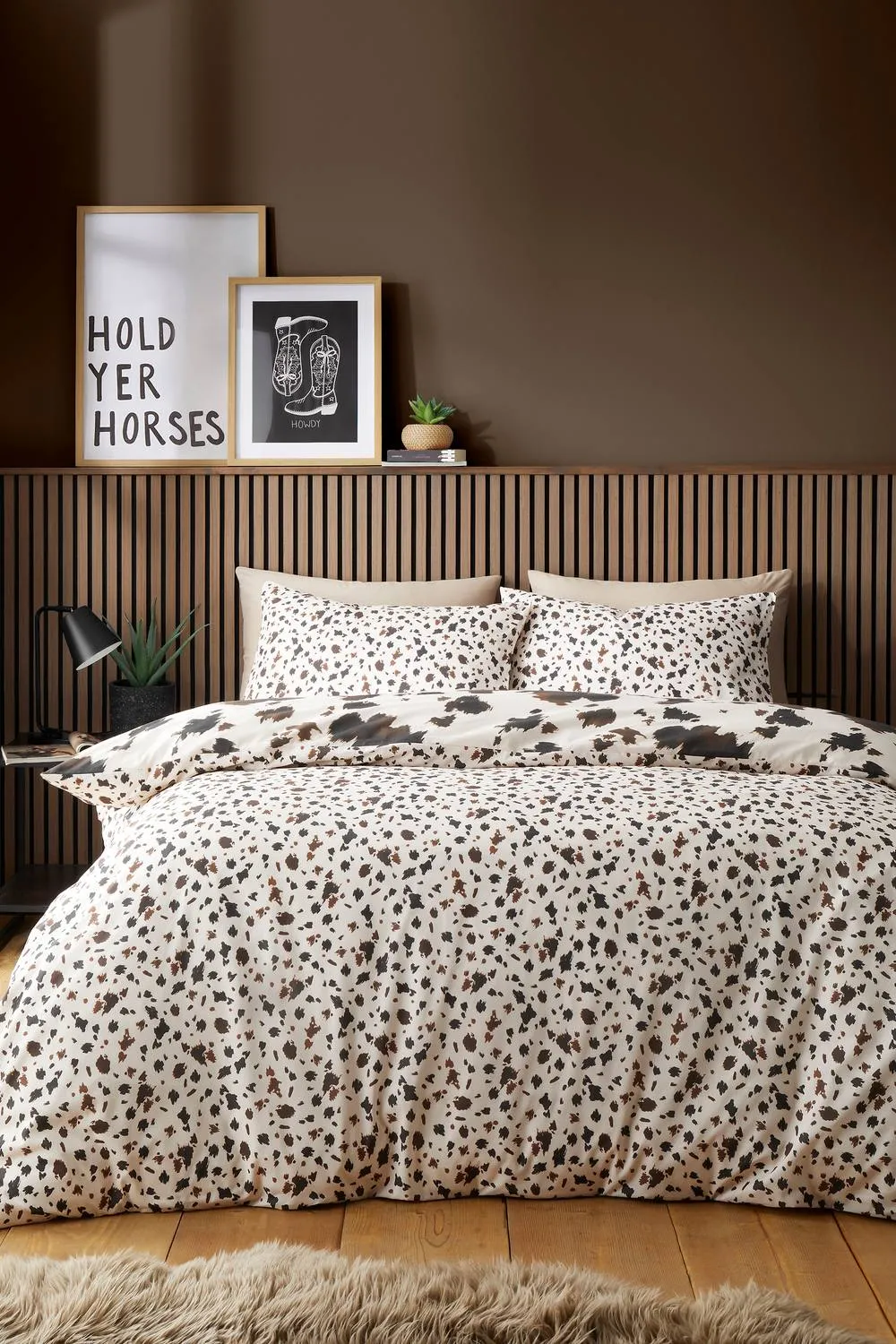 Fusion 'Cow Print' Easy Care Duvet Cover Set in Natural 4