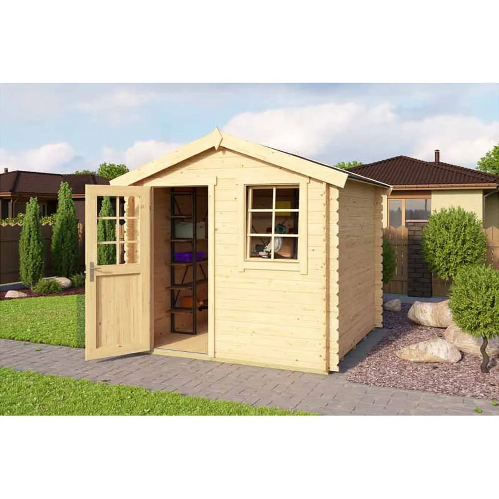 Lasita Maja Ltd Wels 2-Log Cabin, Garden Room, Home Office - L263.7xW250xH233.7 cm in Light Brown