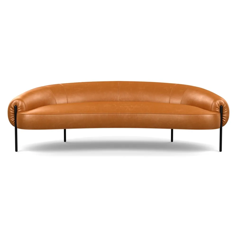 Heal's Isola 3 Seater Sofa Leather Stonewash Toffee 277 Black Feet 1