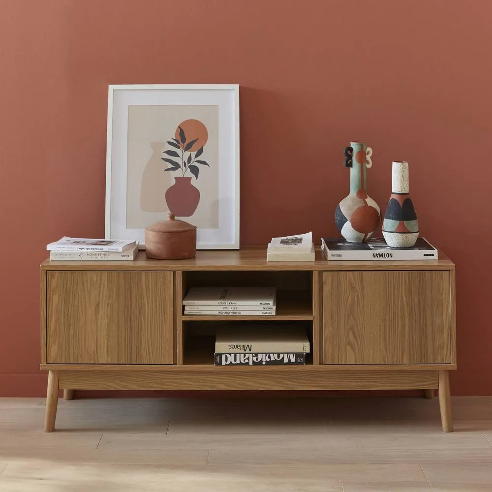 sweeek 120cm TV unit wooden effect 2 doors in Beige 4
