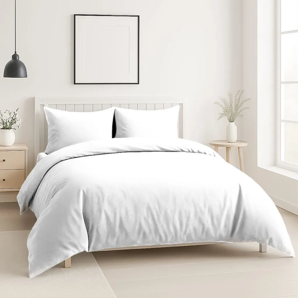Snug City Luxury 200TC Duvet Cover & Pillowcase/s Set Bed Linen in White