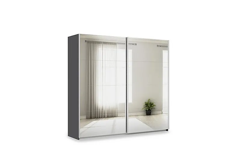 Impulse 226cm 2 Door Mirror Slider Wardrobe - Metallic Grey