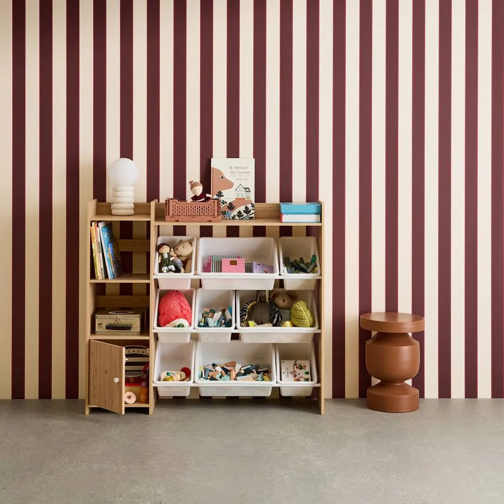 sweeek Children's storage unit with 9 storage boxes, 4 shelves, 1 door in Beige 5