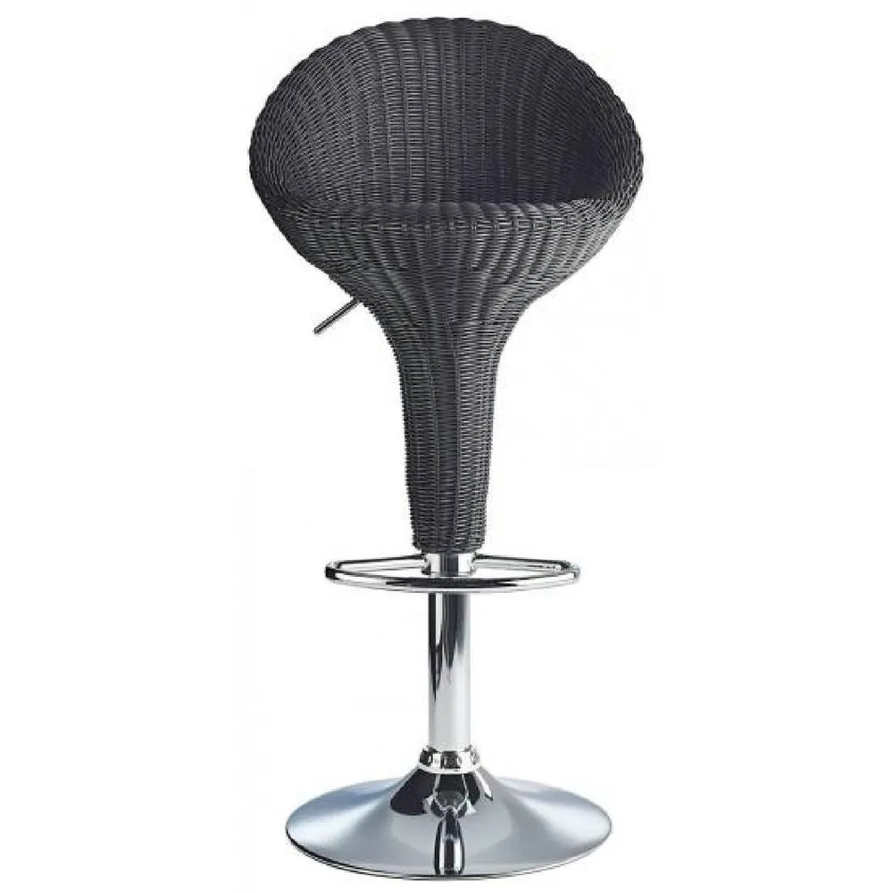 netfurniture Blazone Black Rattan Style Modern Kitchen Bar Stool Height Adjustable 3
