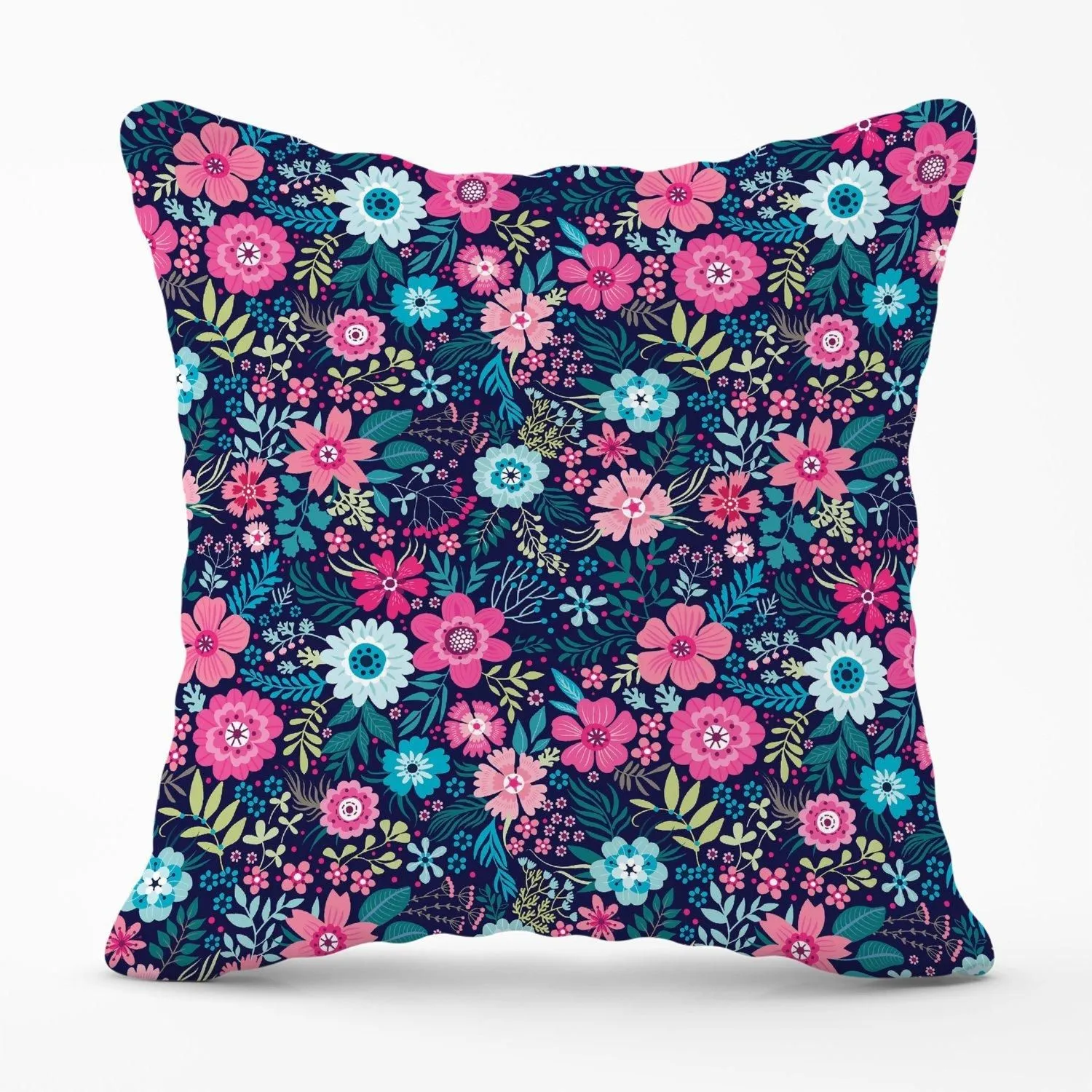 Warren Reed - Designer Cute Colourful Flower Pattern Outdoor Cushion in Blue