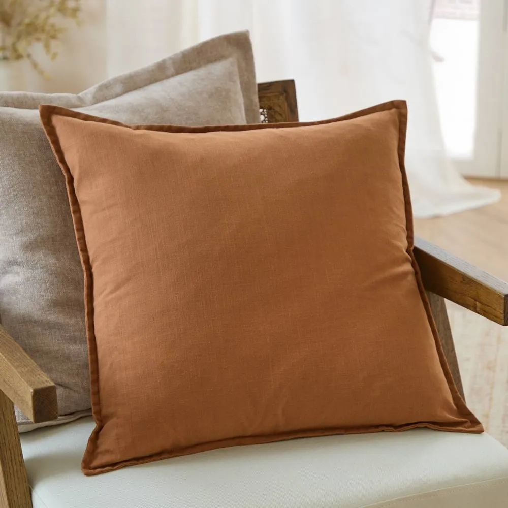 Yard Slub Cotton Cushion in Amber 1