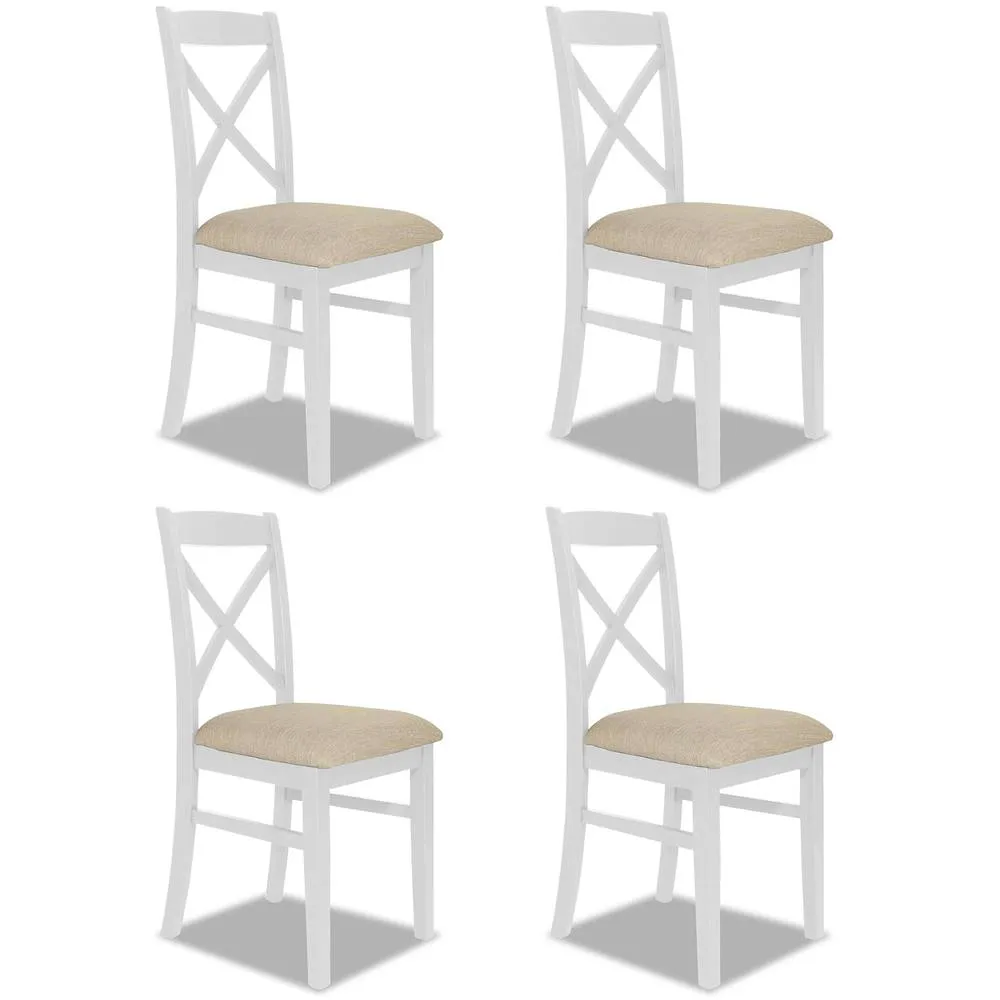 Statement Furniture Florence Crossback Upholstered Seat Chairs Set of 4 in White 1