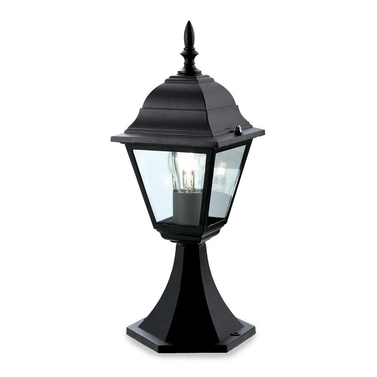 Netlighting 1 Light 4 Panel Lantern Pillar Black IP43 E27