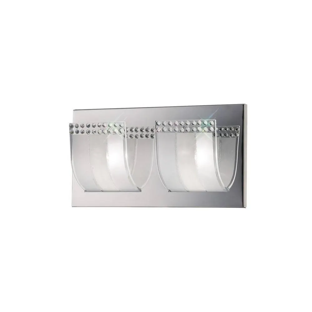 Netlighting Charis Flush Wall Lamp Switched 2 Light Polished Chrome Glass Crystal in Grey
