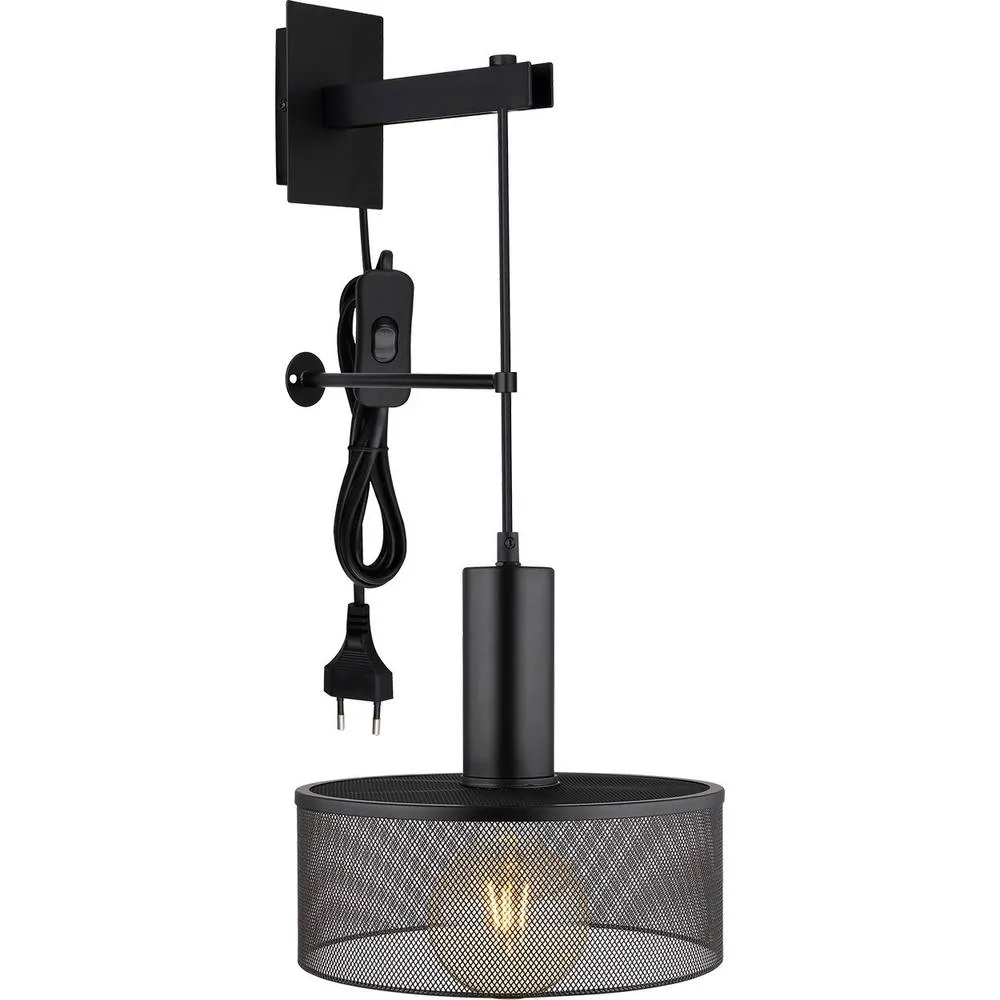 Netlighting Jedd 25cm Wall Lamp Matt Black 1x E27