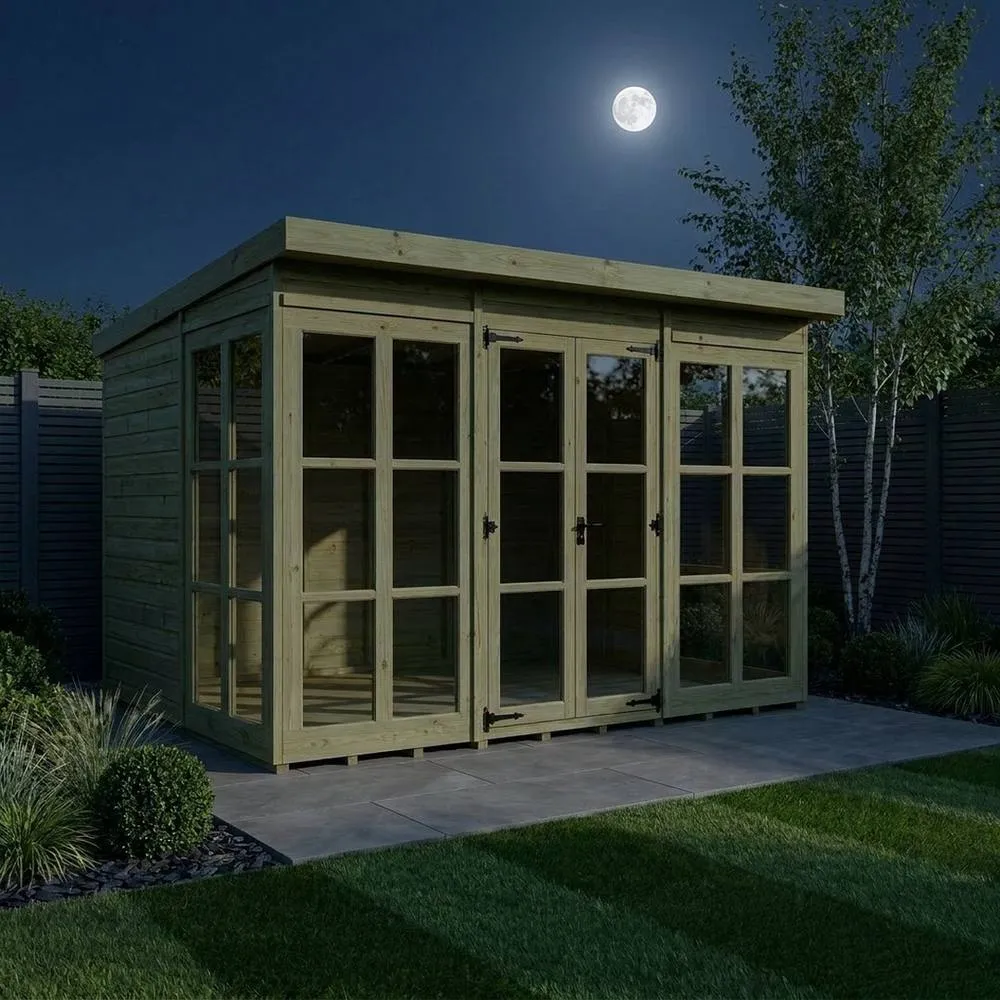 Buttercup Farm 12ft x 10ft Georgian Pent Summer House - Pressure Treated Timber in Brown 3