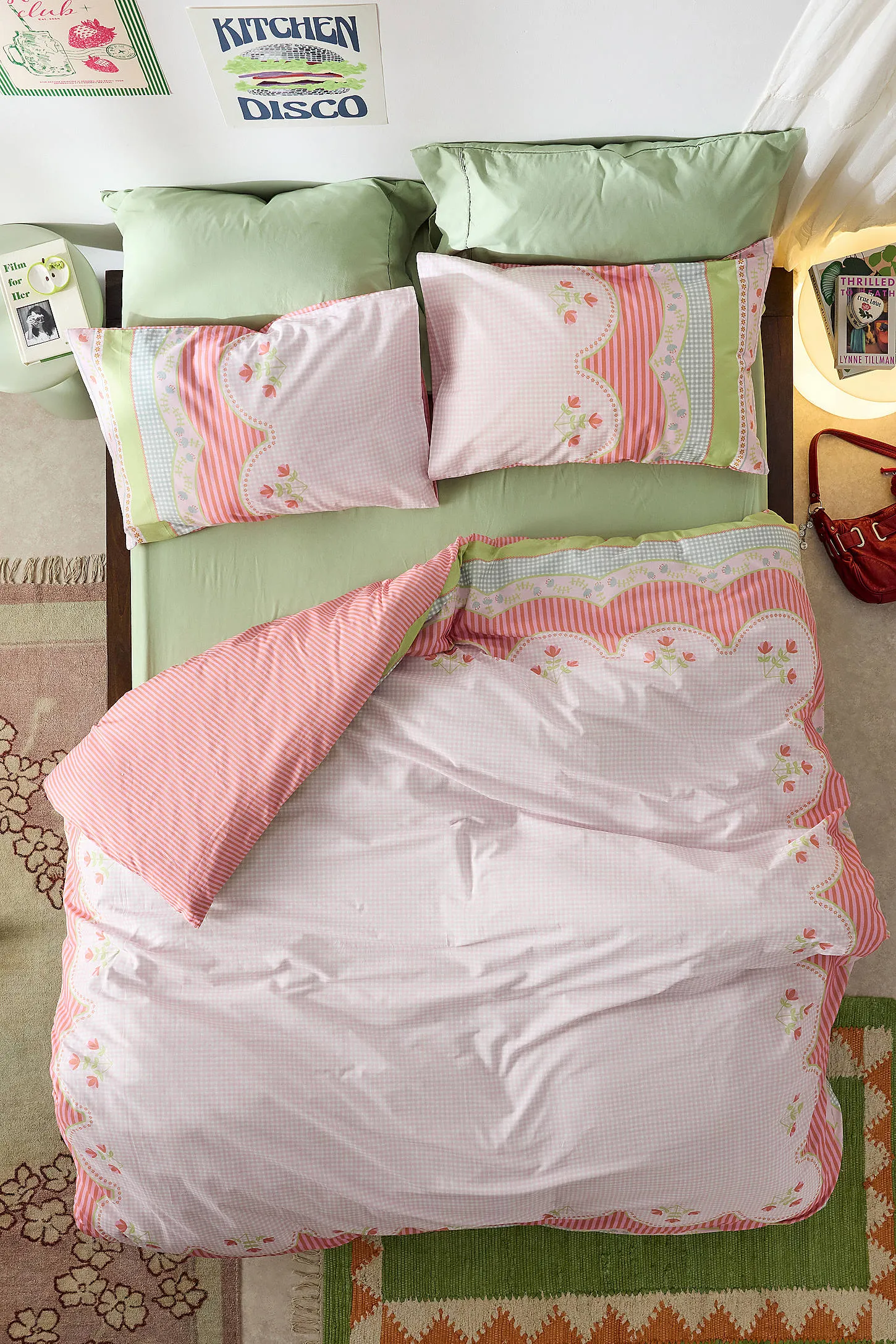 Saffie Floral Gingham Duvet Set - Pink