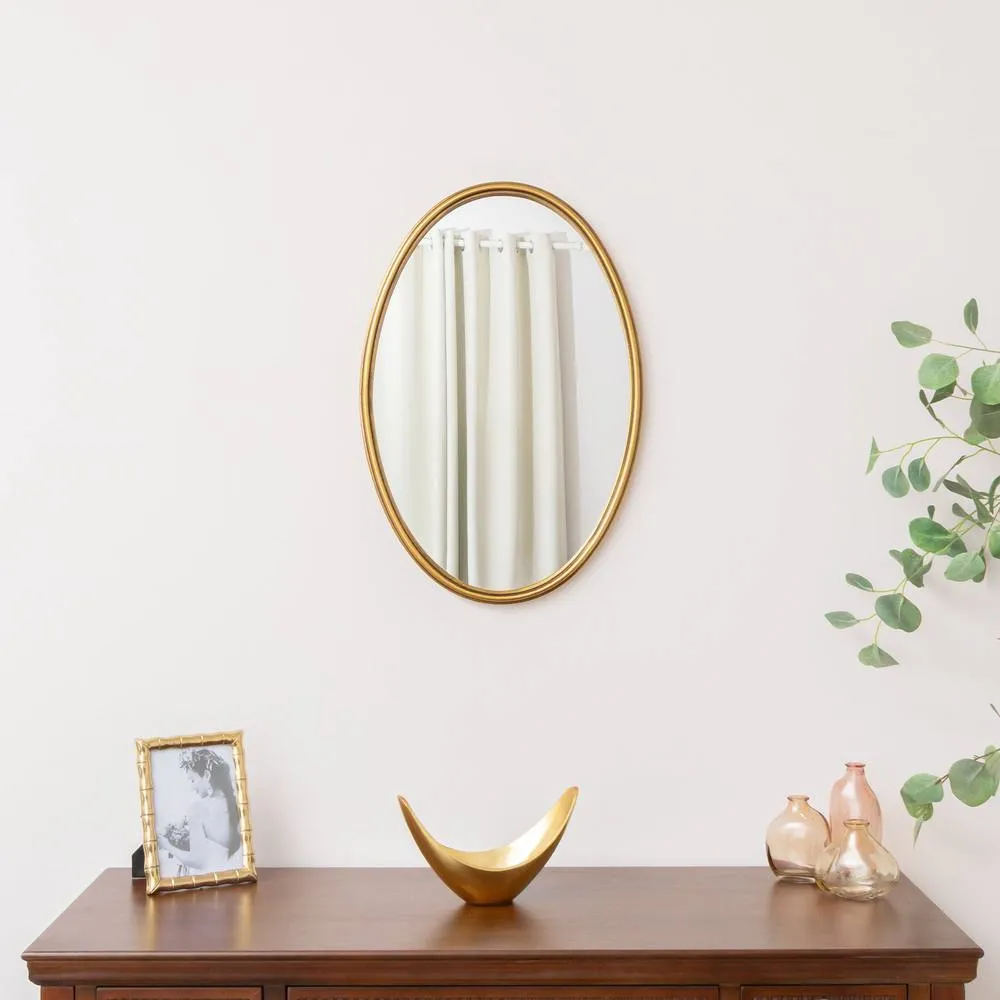 Melody Maison Gold Oval Metal Framed Wall Mirror - 60cm X 40cm