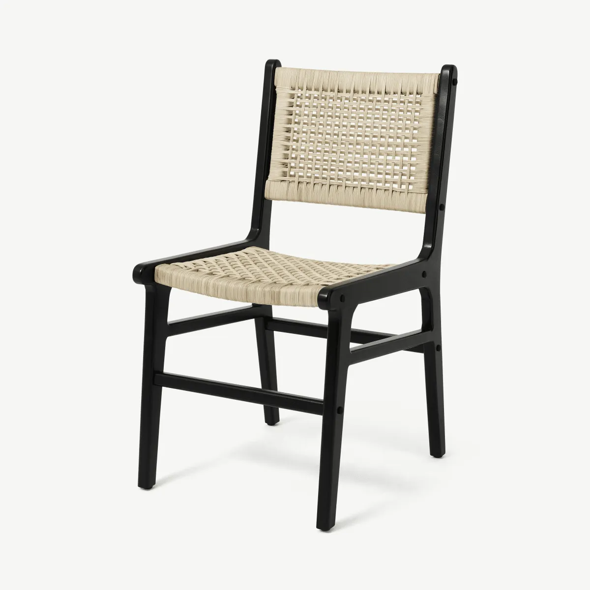 Modica Dining Chair, Rattan & Matte Black